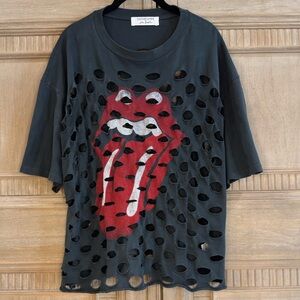 Daydreamer Black Distressed Tee with Red Graphic